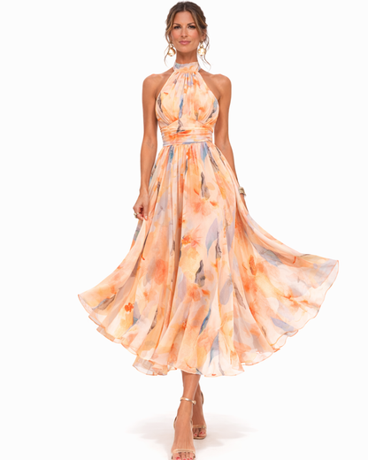 Aurora™ | Vestido de Cuello Halter con Estampado en Acuarela