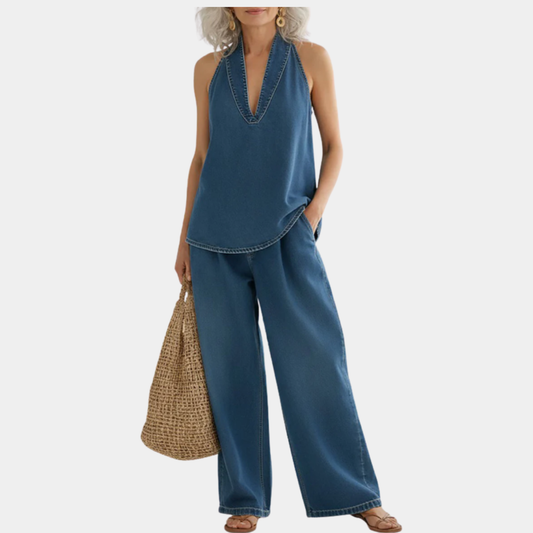 Ivy | Conjunto de Dos Piezas Estilo Mezclilla Suave Lavada Vintage