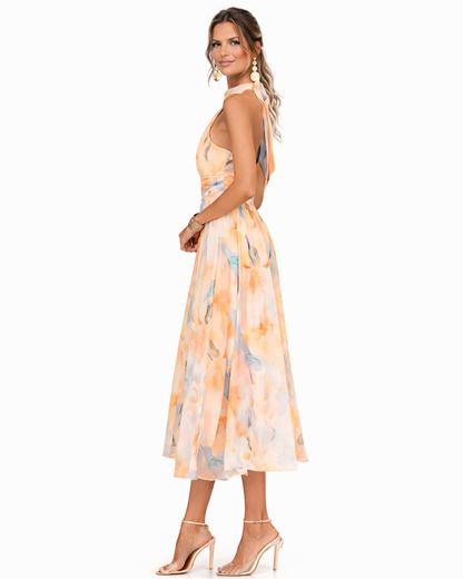 Aurora™ | Vestido de Cuello Halter con Estampado en Acuarela