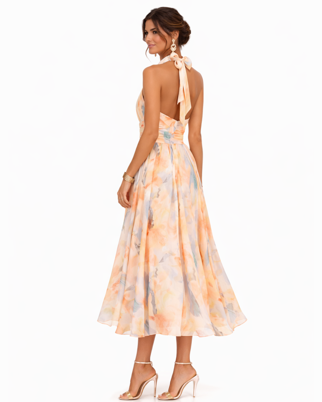Aurora™ | Vestido de Cuello Halter con Estampado en Acuarela