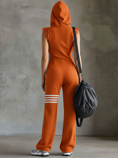 Daniela | Jumpsuit deportivo retro con capucha y rayas