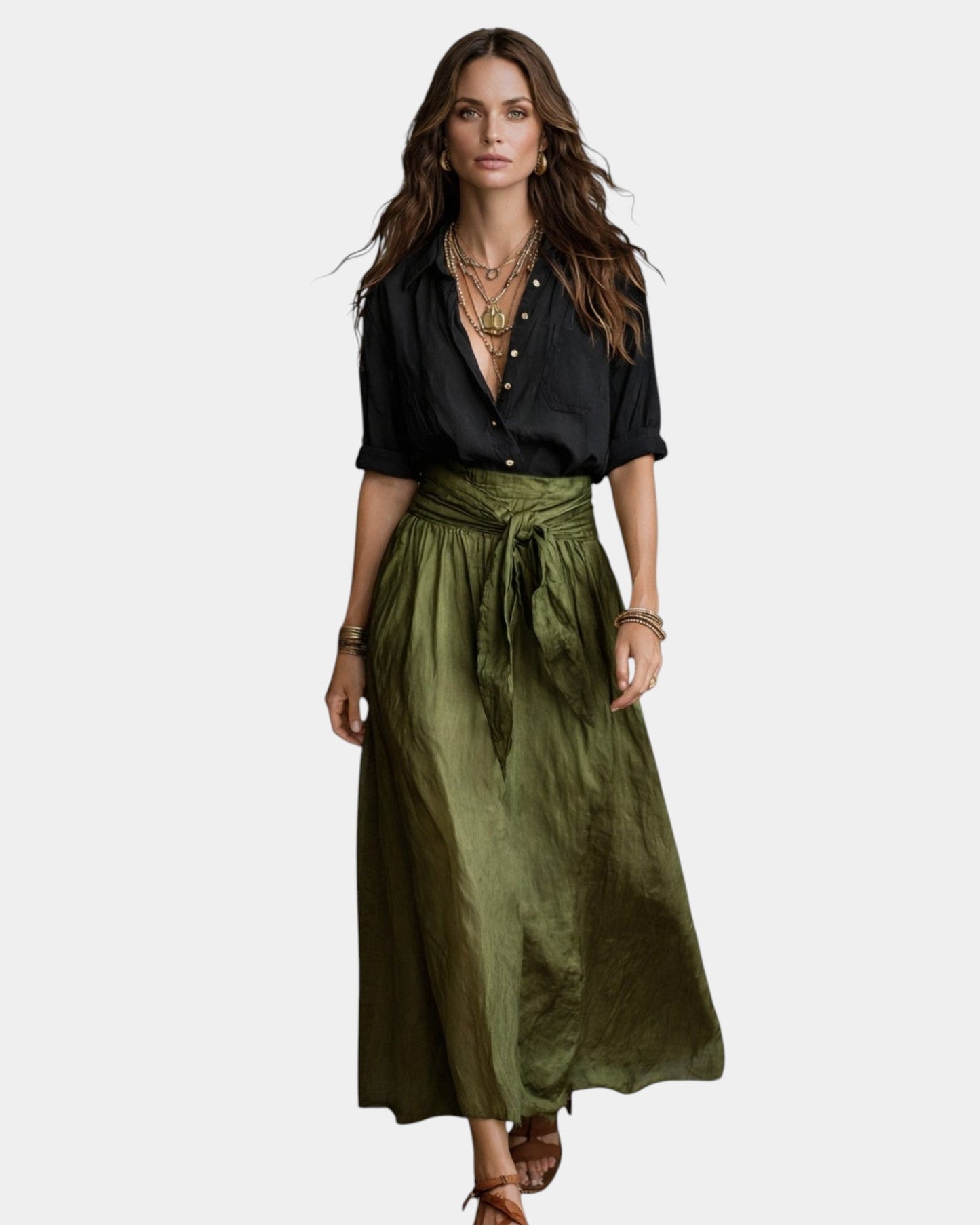 Dione | Falda Midi + Camisa Negra de Regalo