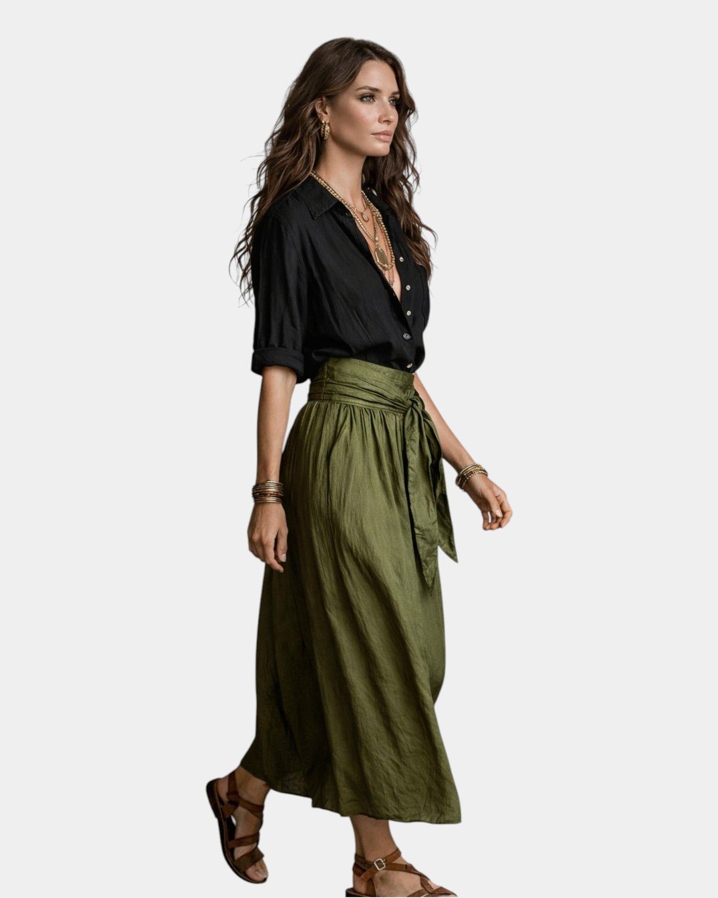 Dione | Falda Midi + Camisa Negra de Regalo