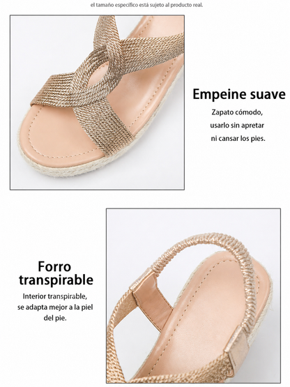 ROZALIA | Sandalias de cuña con acabado trenzado