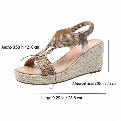 ROZALIA | Sandalias de cuña con acabado trenzado