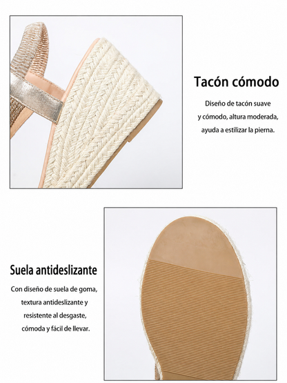 ROZALIA | Sandalias de cuña con acabado trenzado