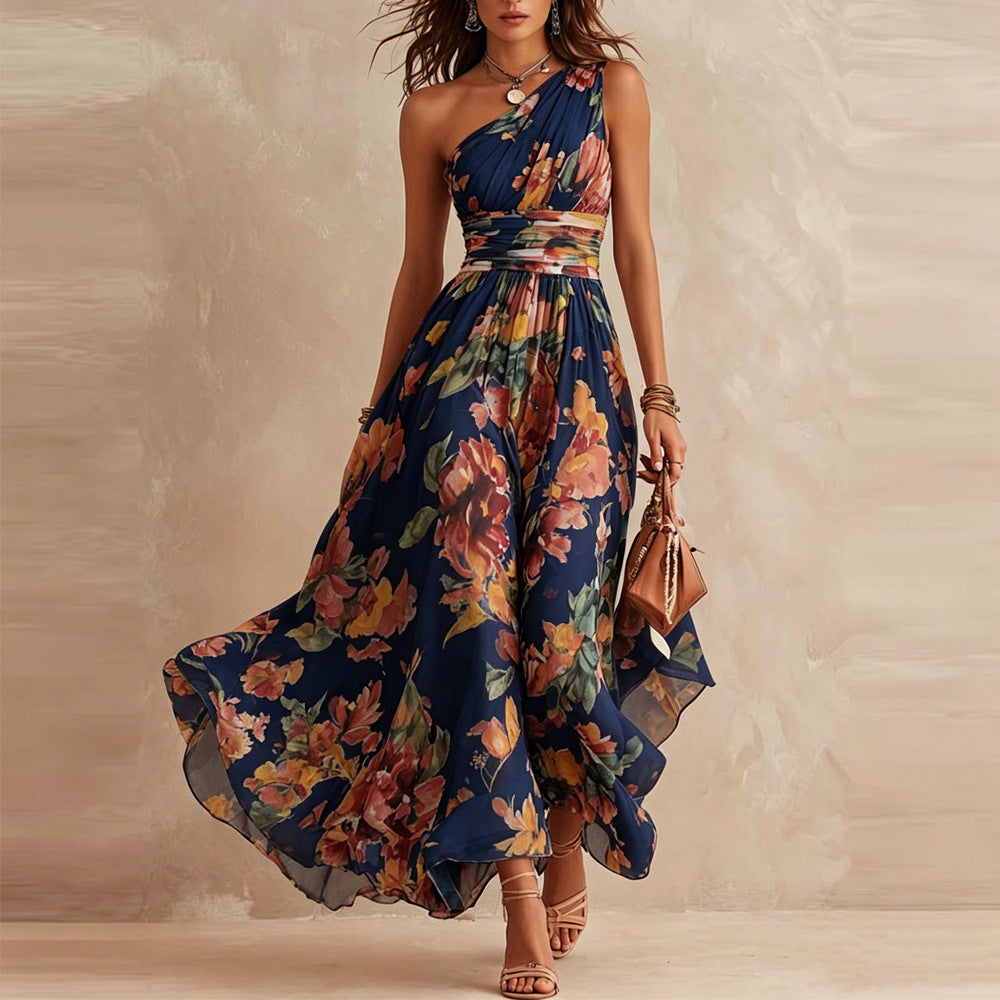 ELWIRA | Vestido floral asimétrico de un hombro
