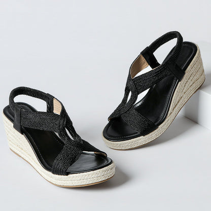 ROZALIA | Sandalias de cuña con acabado trenzado