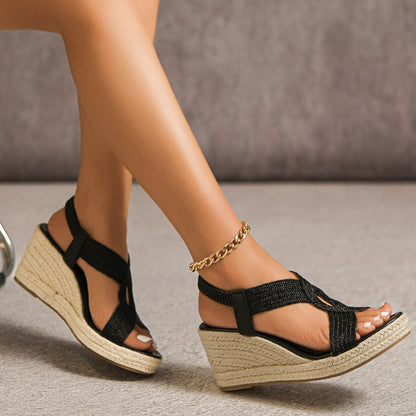 ROZALIA | Sandalias de cuña con acabado trenzado