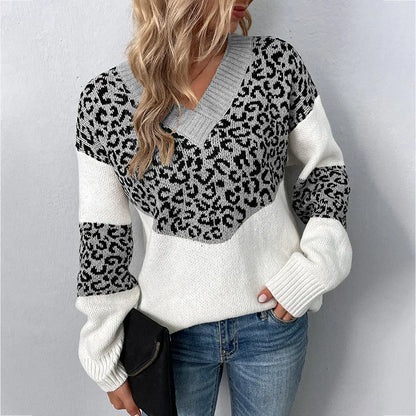 Gabriela | Suéter elegante con escote en V estampado leopardo