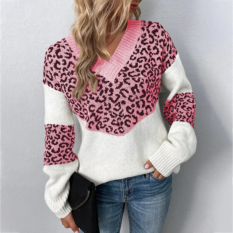 Gabriela | Suéter elegante con escote en V estampado leopardo