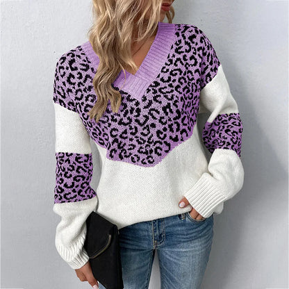 Gabriela | Suéter elegante con escote en V estampado leopardo