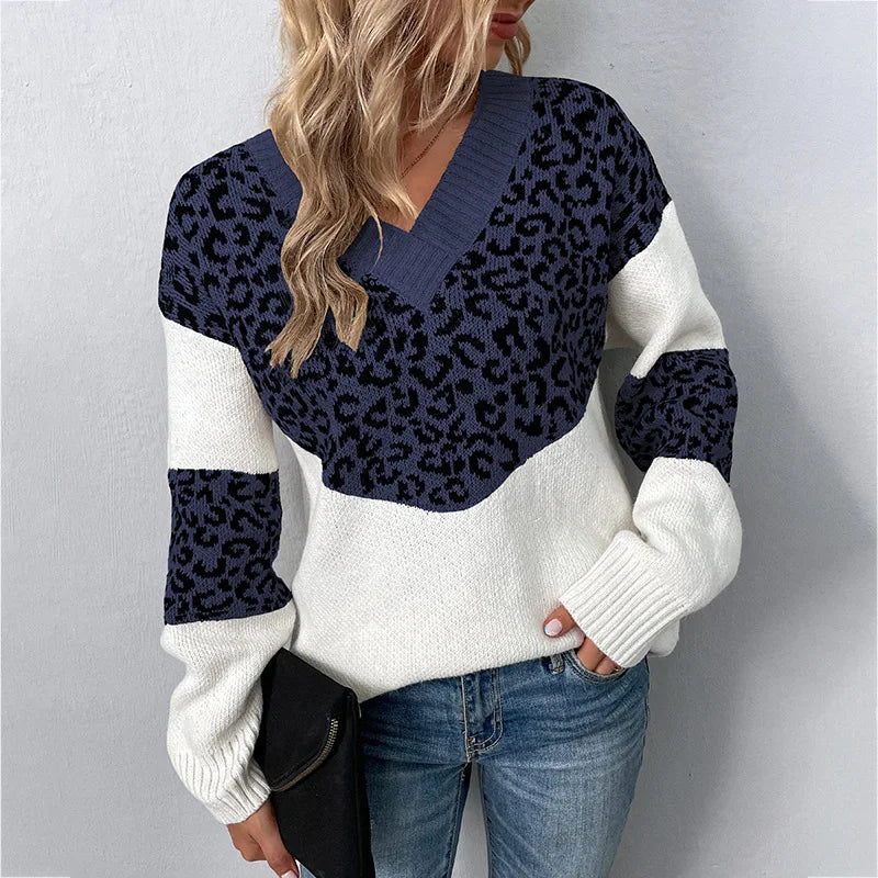 Gabriela | Suéter elegante con escote en V estampado leopardo