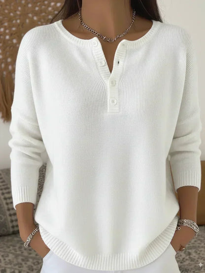 Helena™ | Suéter de punto con botones estilo Henley