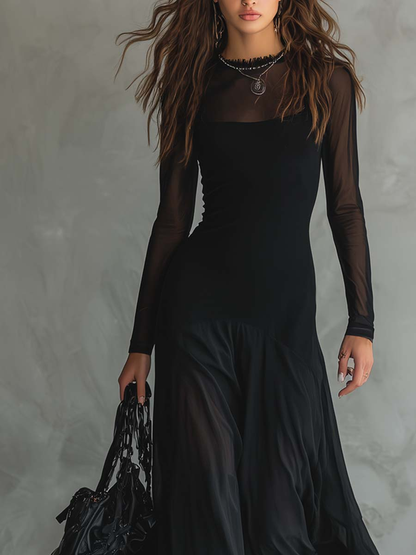 Diane • Vestido maxi holgado de tul negro