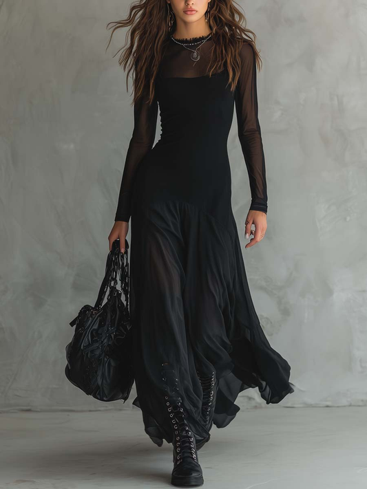 Diane • Vestido maxi holgado de tul negro