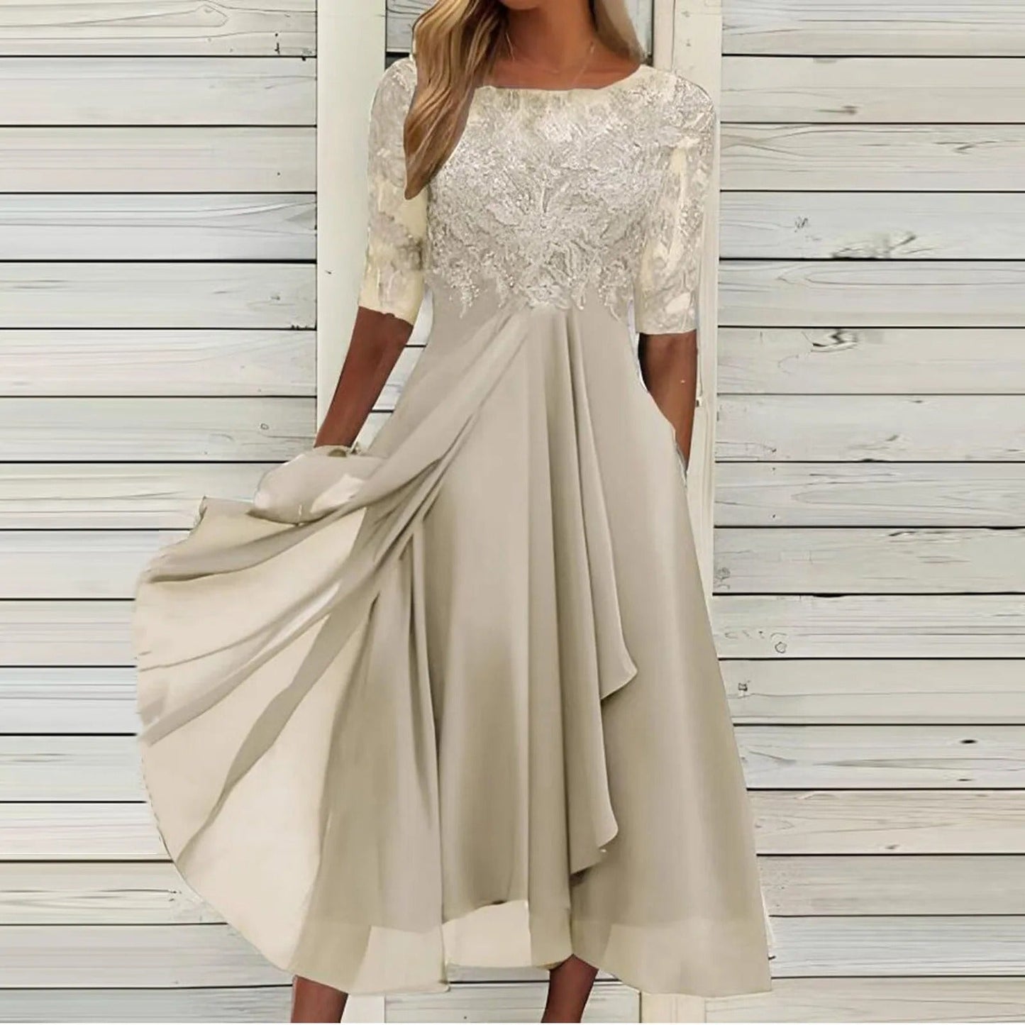 Zaria – El Vestido Midi de Encaje que Favorece