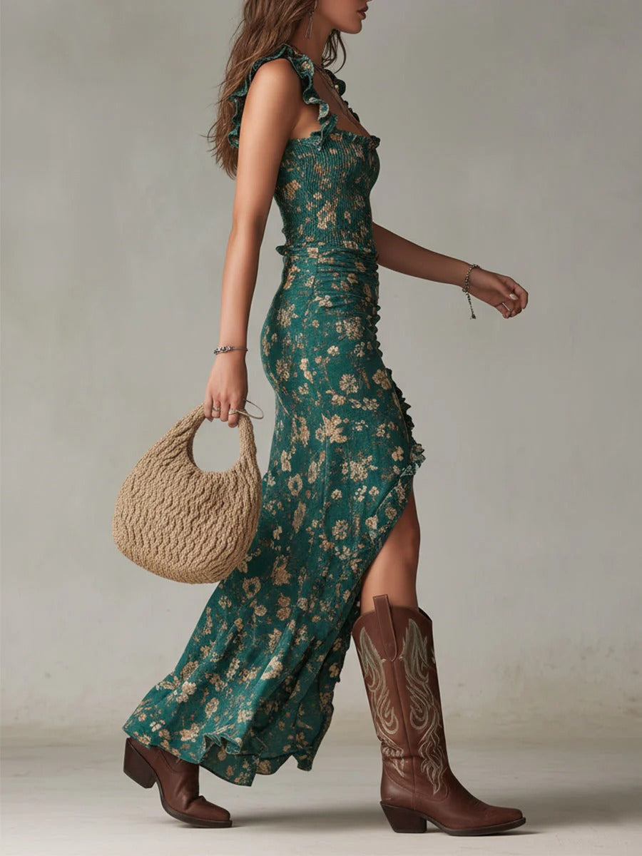 Zara | Vestido Maxi Boho Retro