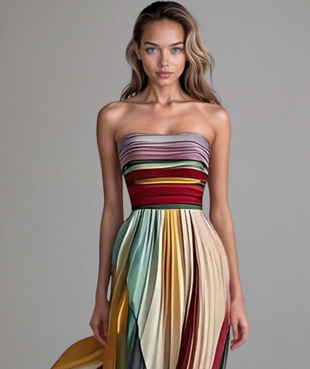 Talma™ | Vestido Línea A sin Tirantes, Elegancia sin Esfuerzo