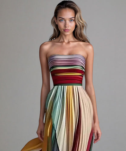Talma™ | Vestido Línea A sin Tirantes, Elegancia sin Esfuerzo